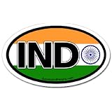 India IND and Indian Flag Car Bumper Sticker Decal Oval by LandsAndPeople