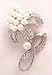 Large diamante and faux pearl flower form brooch