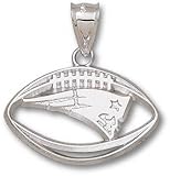 New England Patriots Solid Sterling Silver Logo Pierced Football 1'' Pendant