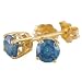1/2 Ct. Round Cut Blue Diamond Stud Earrings in 14K Yellow Gold
