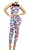 Women's Mesh Inset Lips Pattern Sleeveless Party Jumpsuits