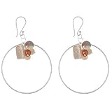 Sterling Silver Multi Mother of Pearl Charm Gypsy Hoop Earring
