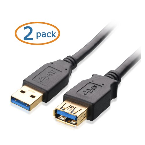 Cable Matters 2 Pack, SuperSpeed USB 3.0 Type A Male to Female Extension Cable in Black 3 Feet On Sale