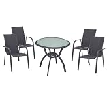 Testrut GartenmM-vbel-Set Modena, Rattan, 1 Tisch und 4 St hle,anthrazit