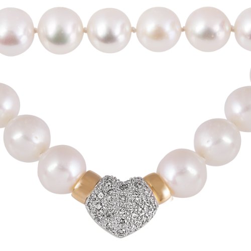 Bella Donna Damen Perlencollier 333/000 Gelb-Gold 33 Diamanten zus. 1,00 ct. S&uuml;&szlig;wasserzuch Preisvergleich