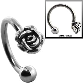 Rose - 925 Sterling Silver Circular Barbell - 16 Gauge