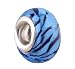 Pandora Style Charm Bead (Z26) Murano Style Lampwork Glass (14mm x 9mm) (fits Troll too) ~ Blue with Navy Stripes