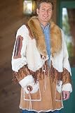Men's Shearling Coat with Stingray & Red Fox Trim