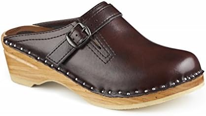 Troentorp Women's Båstad Original Raphael Leather Clog, Black Cherry Leather, 41 EU (11 US)