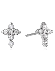 Betsey Johnson "CZ" Cross Cubic Zirconia Stud Earrings