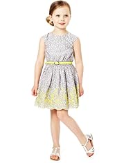 Autograph Pure Cotton Spotted & Floral Embroidered Dress with Belt