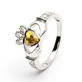NOVEMBER Birthstone Silver Claddagh Ring LS-SL90-11. Made in Ireland.
