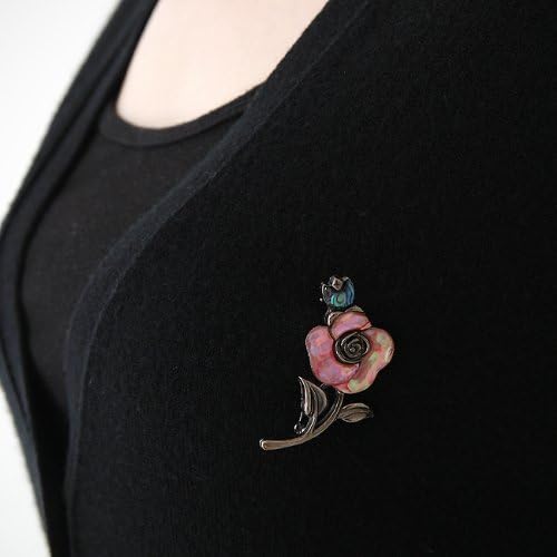 Mother of Pearl Pink Rose Flower Design Abalone Shell Scarf Party Wedding Dress Bride Bridal Bridesmaid Brooch Pin