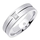 Beverly Diamonds Mens 14K WHITE GOLD DIAMOND WEDDING BAND RING Princess-Shape