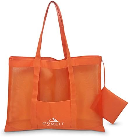 Domett Mesh Beach Bag for Women, Sturdy and Roomy Shoulder Tote, Large, Orange