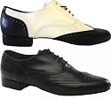 419 Brogue Men's Oxford Style Ballroom Shoe with a 1" Block Heel in Black Leather (Regular Fit)