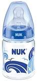 Produkt-Bild: NUK 10215123 First Choice+ Babyflasche aus PA 150 ml mit Anti-Colic-Trinksauger Silikon Gr&ouml;&szlig;e 1 S (0-6 Monate) f&uuml;r Tee, BPA frei, Farbe blau