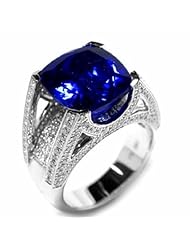 18K White Gold Tanzanite and Diamond Ring -- LIFETIME WARRANTY
