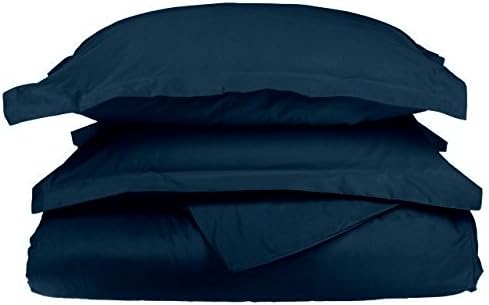New Luxurious 600 Thread Count 3PC Duvet Set in Solid Navy Blue King 100% Egyptian Cotton