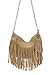 HOXIS Studded Tassel Faux Suede Leather Hobo Cross Body Chain Shoulder Bag Women’s Satchel