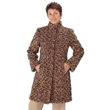 Pamela McCoy Rosette Detail Chestnut Persian Lamb Fur Replica Swing Coat