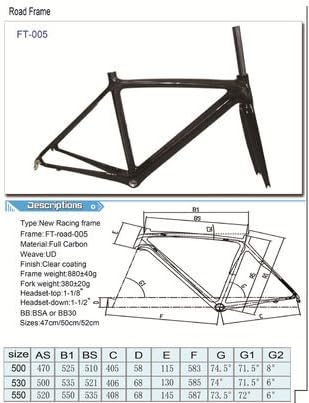 FASTEAM 53cm Superlight Full Carbon Road Bicycle Frame with Fork Headset