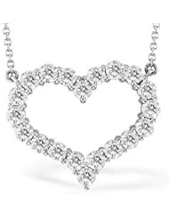 14k Gold 0.25ct tw Diamond Heart Shape Pendant Shared Prong Setting