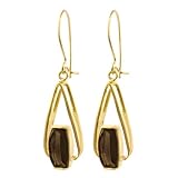 10k Yellow Gold Bridge Cut Smoky Quartz Earrings