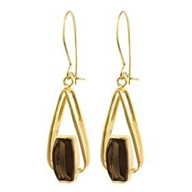 10k Yellow Gold Bridge Cut Smoky Quartz Earrings by Amazon.com Collection