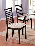 Set Of 2 Solid Wood Ladder Back Dining Chairs