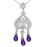 CZ Amethyst Briolette Diamond Chandelier Pendant