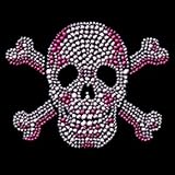 Youth Long-Sleeve T-Shirt : Pink Skull and Crossbones - Rhinestuds (Rhinestones)