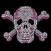 Bella Ladies / Juniors / Girly Fleece Raglan Hoodie : Pink Skull and Crossbones - Rhinestuds (Rhinestones)