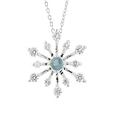 FOJO's Aqua Glass/CZ Snowflake Pendant