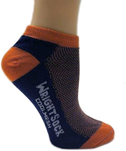 Wrightsock 504 Double Layer Coolmesh Low Quarter Sock, Navy / Orange, Large