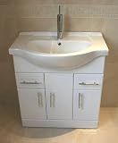 750mm White Bathroom Vanity Unit with Chrome Bar Handles