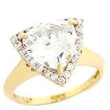 10k Solid Gold 6 Ct Triangle CZ Unique Engagement Ring