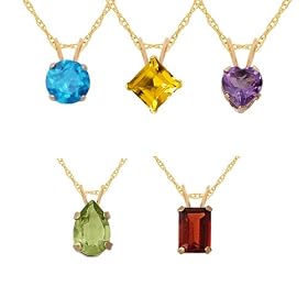 10k Yellow Gold 5 Piece Individually Boxed Pendants Set w 5mm Round Blue... by Amazon.com Collection