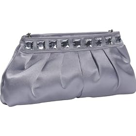 J. Furmani Pleated Satin Evening Bag with Stones