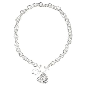 GUESS Graffiti GUESS Heart Necklace, SILVER