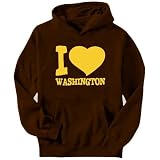 I LOVE Washington Usa States Mens Hoodie (Brown, Sizes X-Small - XXX-Large)