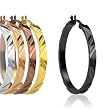 316L Surgical Steel Ion Plated Tribal Design Large Hoop Earring - 5 Colors to Choose From - 35mm
