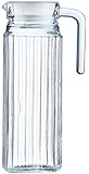 BHL Luminarc Glass Quadro Fridge Jug 1.0 Litre, White Lid