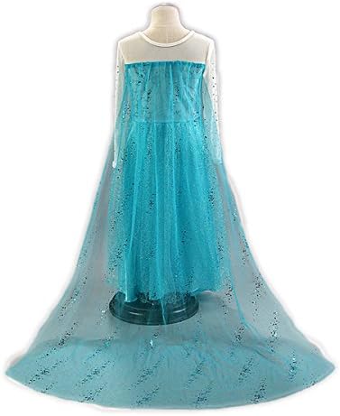 Ainiel Pretty Girls High Quality Snow Queen Princess Long Cape Costume Elsa Dress (110)