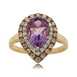 14K Yellow Gold Ring w/ Amethyst & Diamond Gemstones