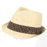 100% RAFFIA STINGY BRIM FEDORA TRILBY BAND HAT NATURAL - Medium