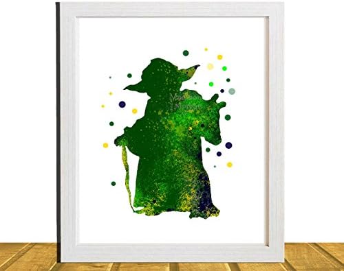 Star Wars Yoda Inspired Wall Art, Watercolor Disney Inspired Art, Movie Poster, Kids Wall Art, Baby Boy Nursery Art, Unframed, Printed on Archival Matte Premium Photo Paper