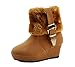 Mia-26 Little Girls JR Youth Mid Calf Fux Fur High Heel Wedge Boots
