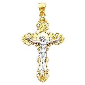 14k Yellow And White 2 Two Tone Gold Jesus