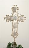11 Gold Capiz Shell Cross Christmas Tree Topper